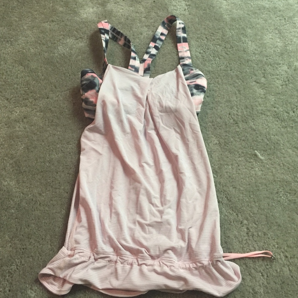 lululemon athletica Pink Striped Tank with Patterned Straps